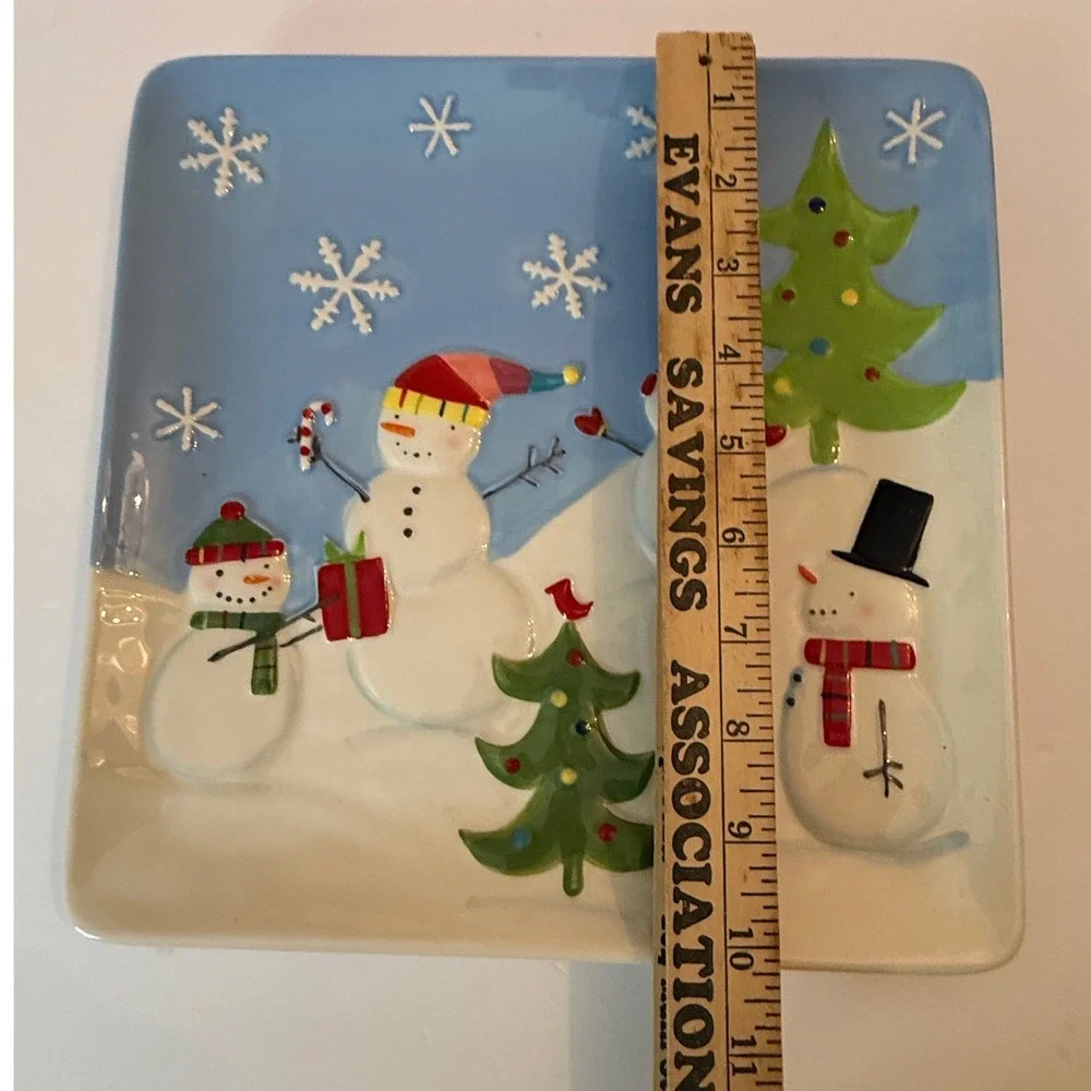 St. Nicholas Square Oh What Fun! Embossed Snowman‎ Christmas Snack Plate